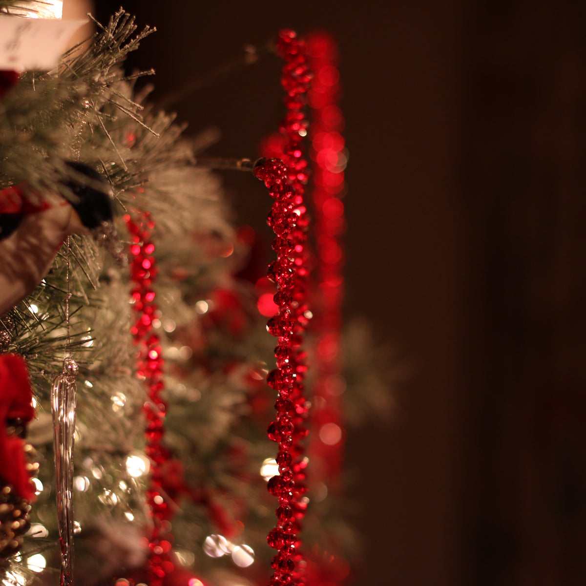 Ruby Beaded Hanging Branch - 95 cm