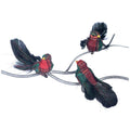 Red and green tartan fabric birds Christmas tree on clip withe feather detailing, 14 cm on a plain white backgraund