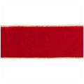 Goodwill M&G christmas red velvet ribbon with gold thread edging, with wired edge - 6.4 cm, shown against a plain white background.
