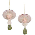 Snow white mushroom ornaments boy and girl, 12 cm