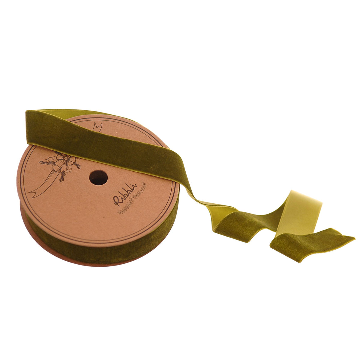 Olive Green Velvet Ribbon 2.5 cm × 9 m