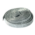 A coiled roll of silver glitter adhesive felt strip, shown on a clean white background.