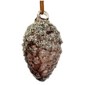 Brown Silver Glittered Glass Pinecone - 6,5 cm