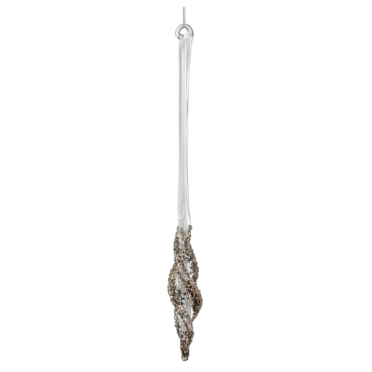 Clear Champagne Glittered Spiral Glass Icicle - 20 cm