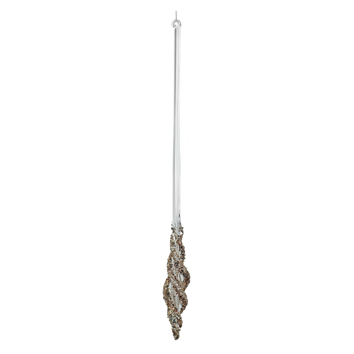 Clear Champagne Glittered Spiral Glass Icicle - 25 cm