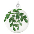 Clear Green Beaded Leaf Glass Bauble - 8 cm