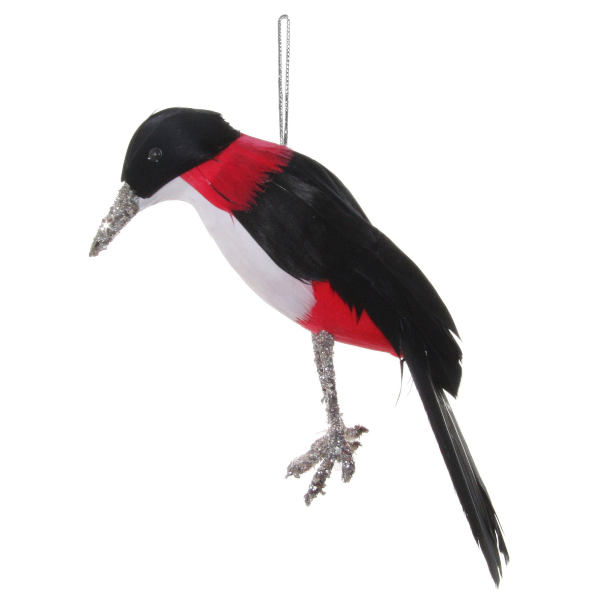 Feather Red Glittered Woodpecker - 15 cm