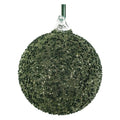 Green Beaded Glass Bauble - 8 cm
