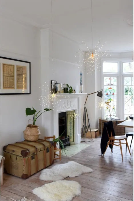 Large Starburst Hanging Light - Copper