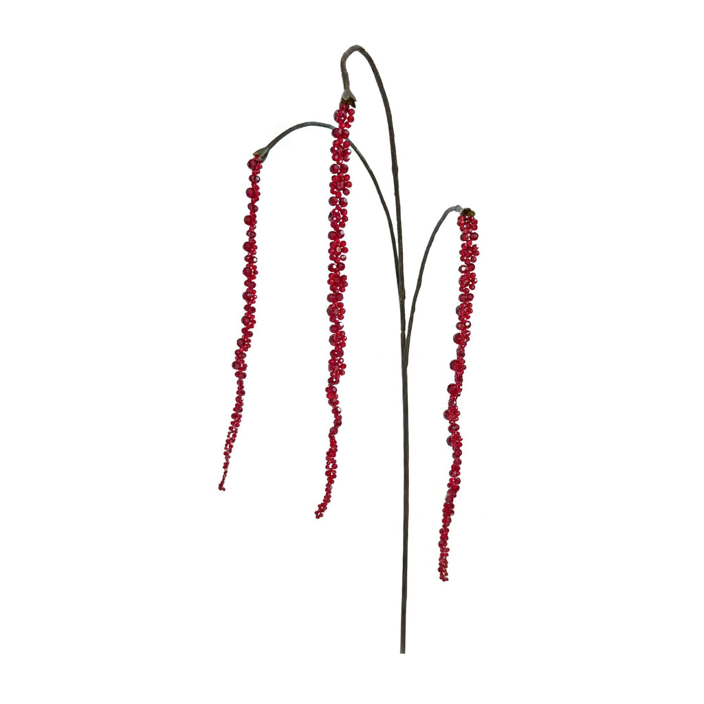 Ruby Beaded Hanging Branch - 95 cm