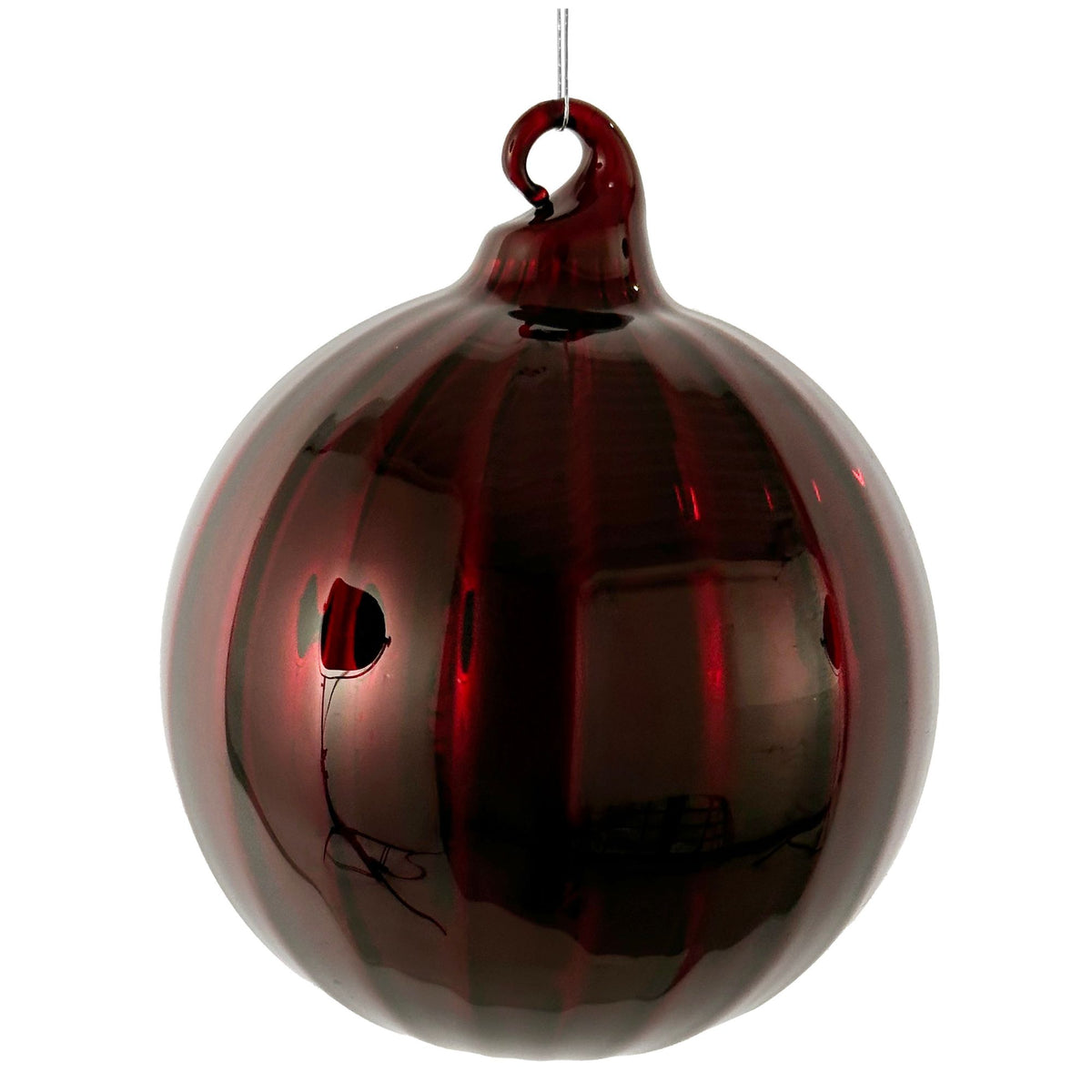 Shiny Burgundy Glass Bauble - 8 cm
