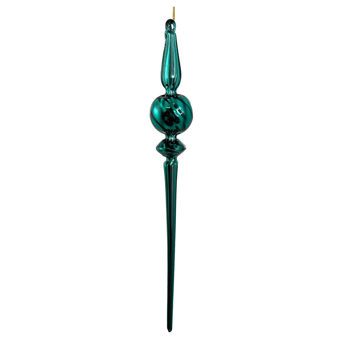 Shiny Emerald Glass Drop - 29 cm