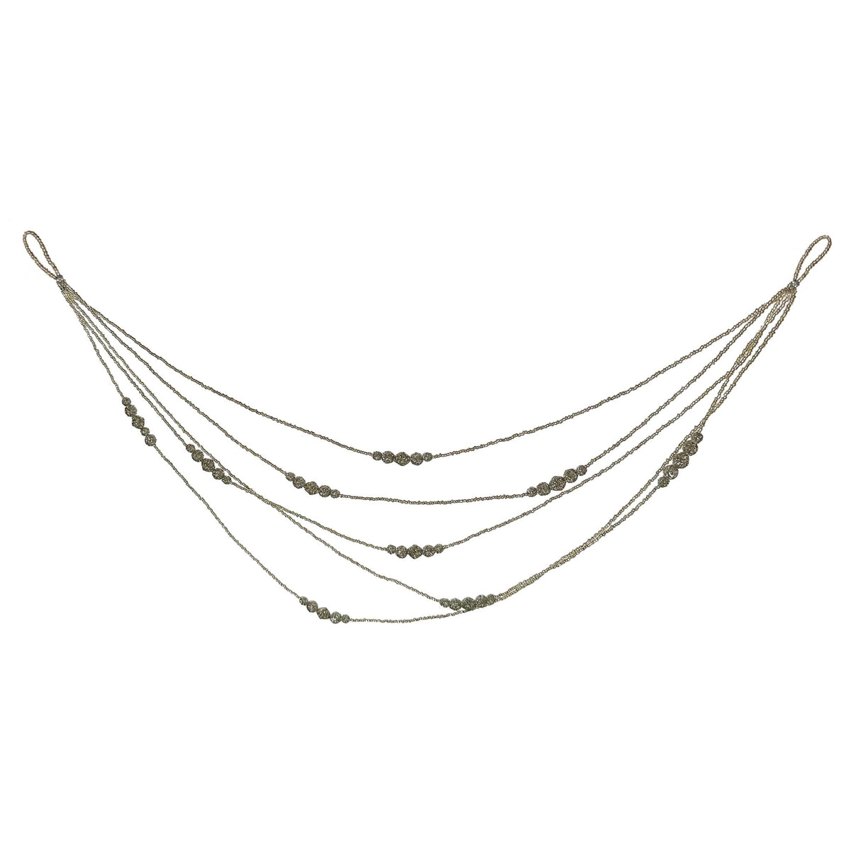Silver Glass Beaded Multichain Garland - 60 cm