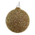 Pale Gold Glitter Glass Bauble - 8 cm
