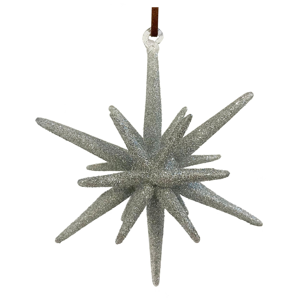 Silver Glittered Glass Snowflake - 11 cm